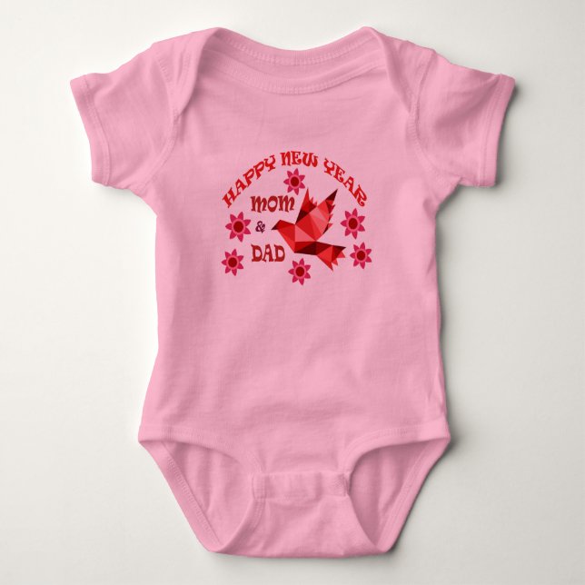 GLÜCKLICH NEUJAHR MAMA & VATER , Baby Bodysuit Baby Strampler (Vorderseite)