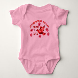 GLÜCKLICH NEUJAHR MAMA & VATER , Baby Bodysuit Strampler