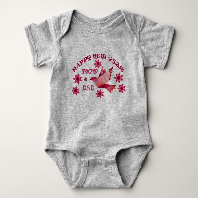 GLÜCKLICH NEUJAHR MAMA & VATER , Baby Bodysuit Strampler (Vorderseite)
