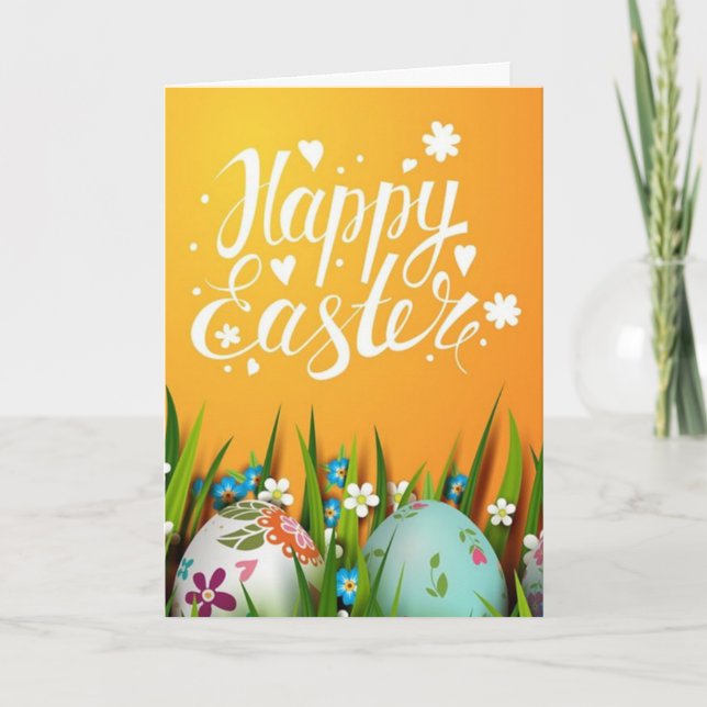 GLÜCKLICH ****OSTEN**** UND GLÜCKLICH ***FRÜHJAHR* FEIERTAGSKARTE (Vorderseite)