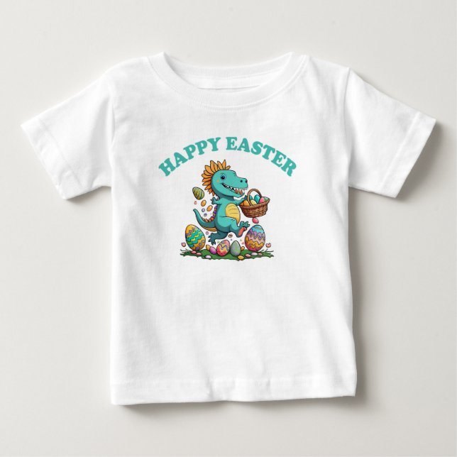 GLÜCKLICH OSTERN MIT BABY DINOSAUR BABY T-SHIRT (Vorderseite)