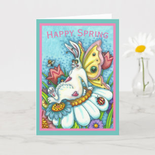 GLÜCKLICH SPRING FLUTTERBUN RABBIT, FUNNY BUNNY Bl Karte