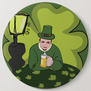 "GLÜCKLICH ST. PATRICK'S DAY" LEPRECHAUN BUTTON