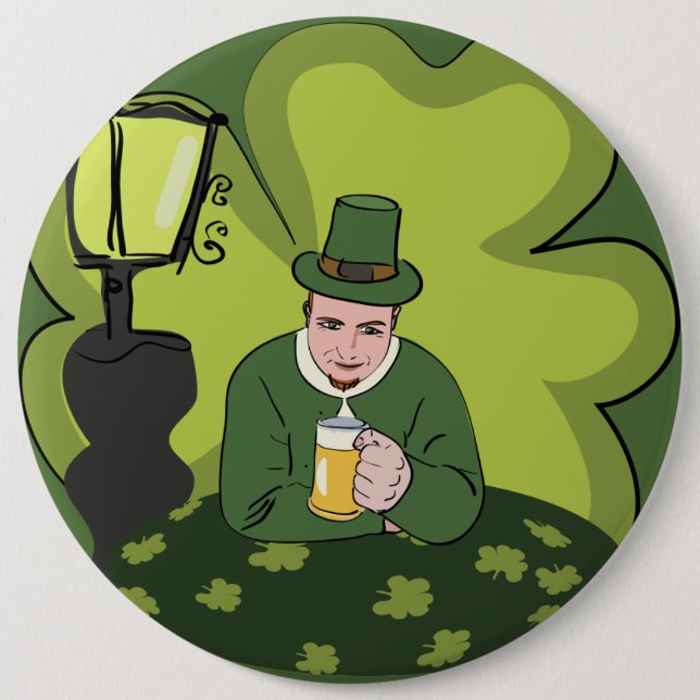 "GLÜCKLICH ST. PATRICK'S DAY" LEPRECHAUN BUTTON (Vorderseite)
