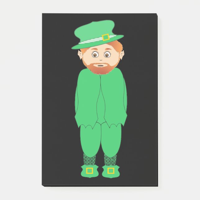 "GLÜCKLICH ST. PATRICK'S DAY" LEPRECHAUN POST-IT KLEBEZETTEL (Vorderseite)