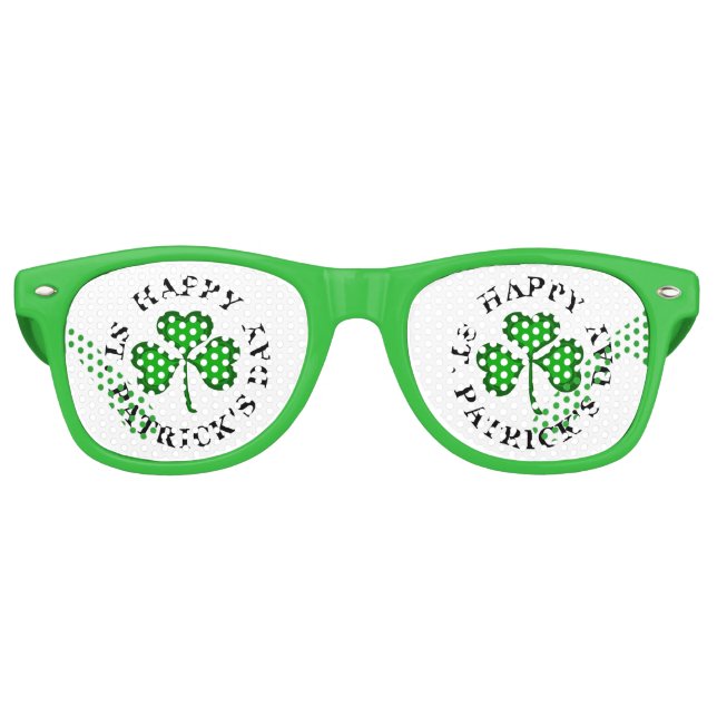 GLÜCKLICH ST. PATRICK'S DAY Text grün Clover Shamr Partybrille (Vorderseite)
