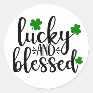 Glücklich und gesegnet ☘️ ✨ runder aufkleber