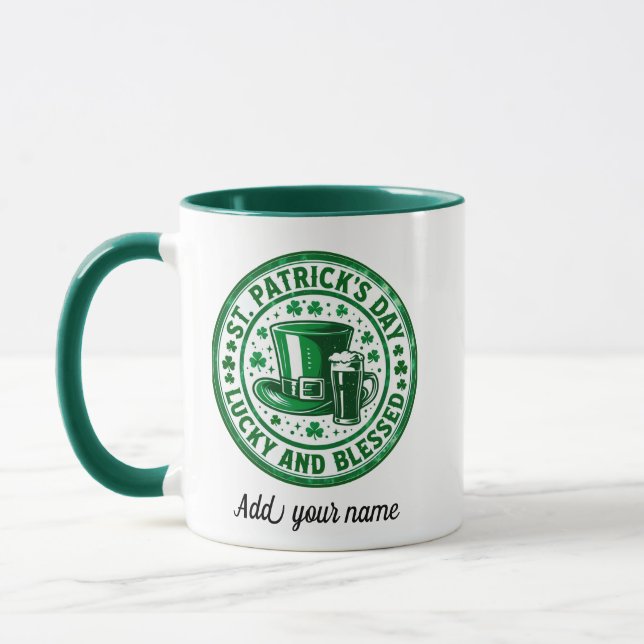 Glücklich und gesegnet St. Patrick's Day Tasse (Links)