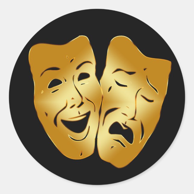 GLÜCKLICH UND SAD THEATER MASKS RUNDER AUFKLEBER (Vorderseite)