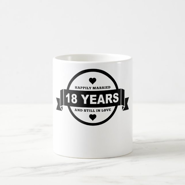 Glücklich verheiratete 18 Jahre Kaffeetasse (Mittel)