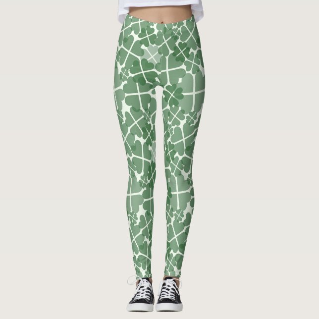 Glücklich Vierblättriges Kleeblatt Leggings (Vorderseite)