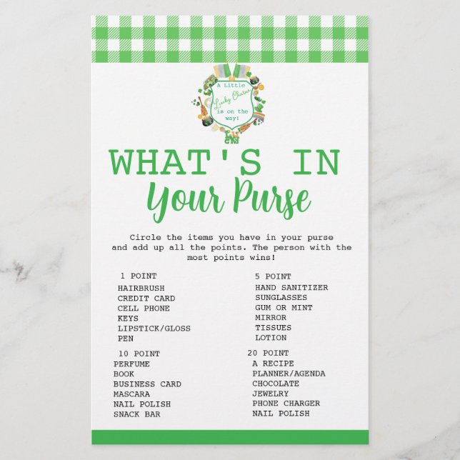 Glücklich Was ist in Ihrer Purse-Spielkarte? Flyer (Vorne)