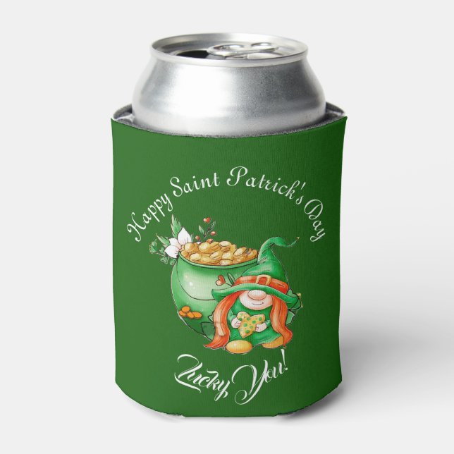 Glücklich wirst du Saint Patrick's Day Pot of Gold Dosenkühler (Kanne Vorderseite)