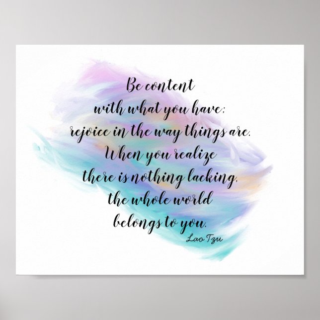glücklich Zen zitieren Lao Tzu Text über gemalt De Poster (Vorne)