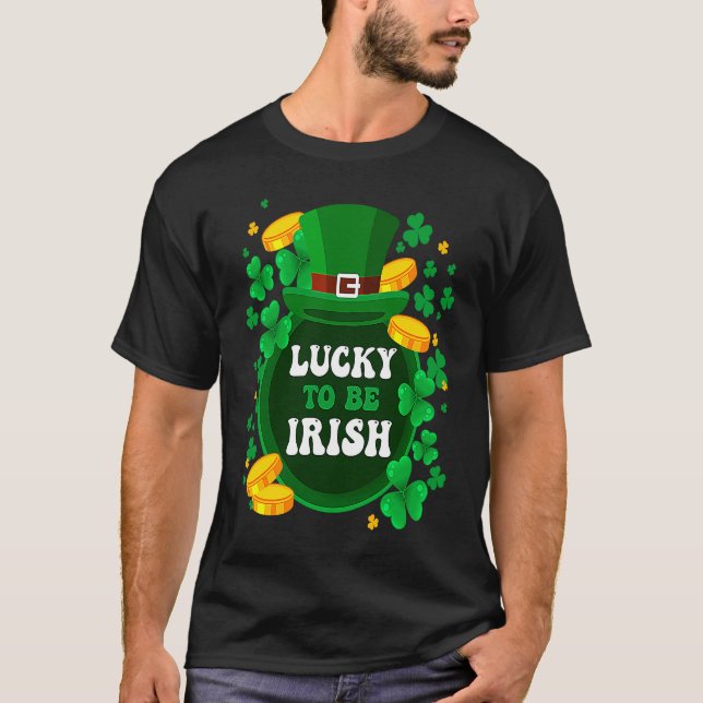 Glücklich zu Iris Kleeblatt St Patricks Day T-Shirt (Vorderseite)