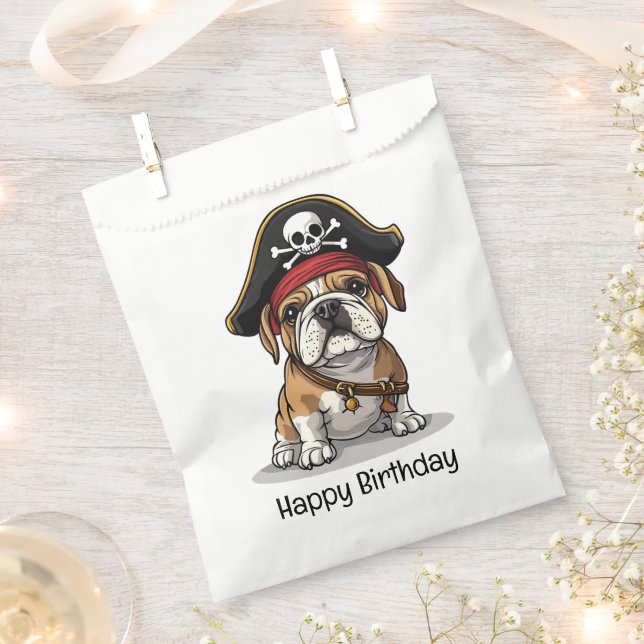 Glücklich zum Geburtstag Pirate English Bulldog Sk Geschenktütchen (Ausgeschnitten)