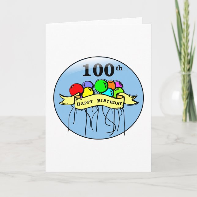 Glückliche 100. Geburtstag Ballons Karte (Vorderseite)