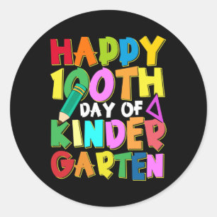 Glückliche 100 Tage Kindergarten Kinder 100 Tage S Runder Aufkleber