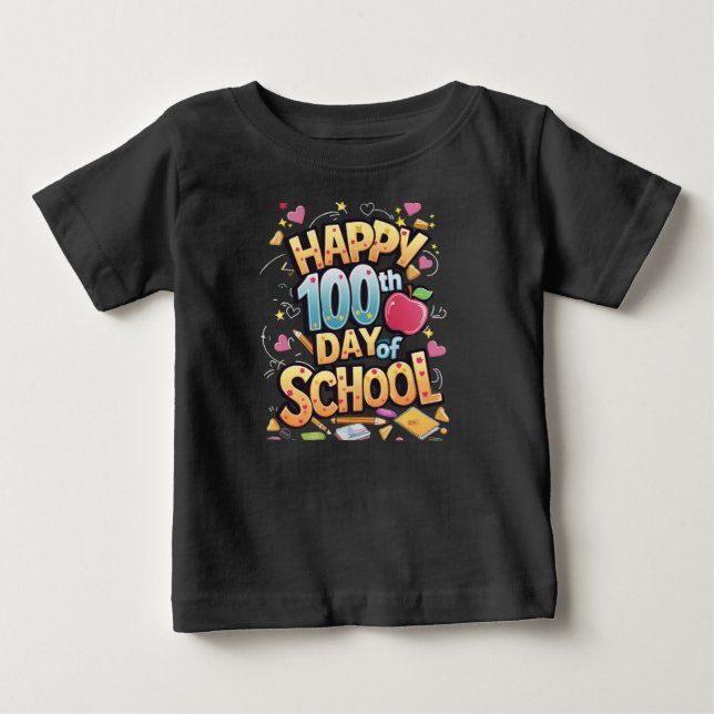 Glückliche 100 Tage Schullehrer Baby T-shirt (Vorderseite)