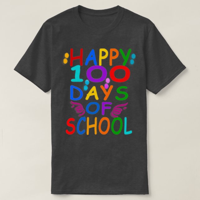 glückliche 100 Tage Shirt Lehrer Schüler Kinder (Design vorne)