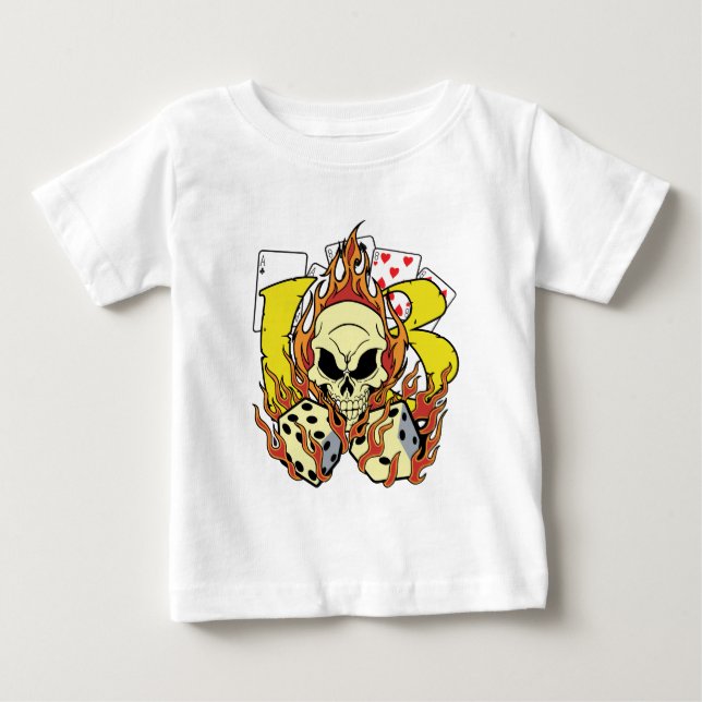 Glückliche 13 Würfel und Schädel Baby T-shirt (Vorderseite)