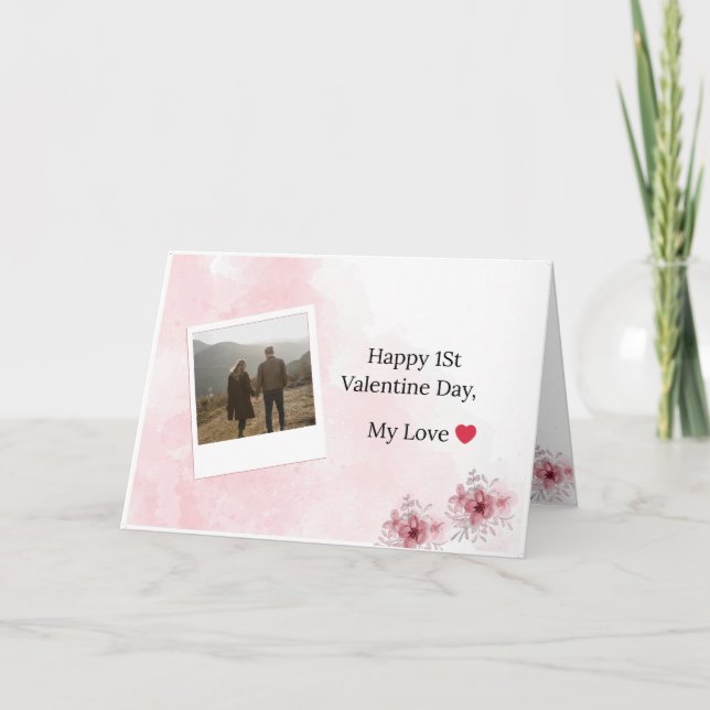 Glückliche 1. Valentinstag Grußkarte Karte (Vorderseite)