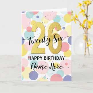 Glückliche 26. Geburtstag Pastel Rainbow Gold Frau Karte