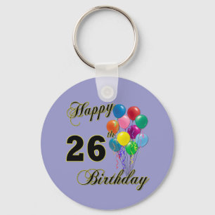 Glückliche 26. Geburtstags-Geschenke mit Ballonen Schlüsselanhänger