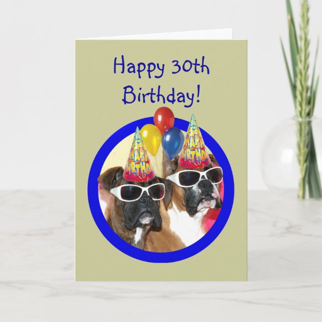Glückliche 30. Geburtstag Boxer Hunde Karte (Vorderseite)