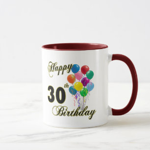 Glückliche 30. Geburtstags-Geschenke und Tasse