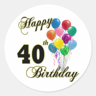 Glückliche 40. Geburtstags-Geschenke und Runder Aufkleber