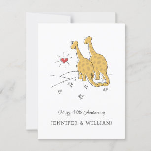 Glückliche 40. Hochzeitstag Niedliche Dinosaurier- Postkarte