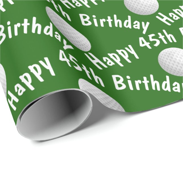 Glückliche 45. Geburtstagsgolfbälle Geschenkpapier (Rolleneckpunkt)