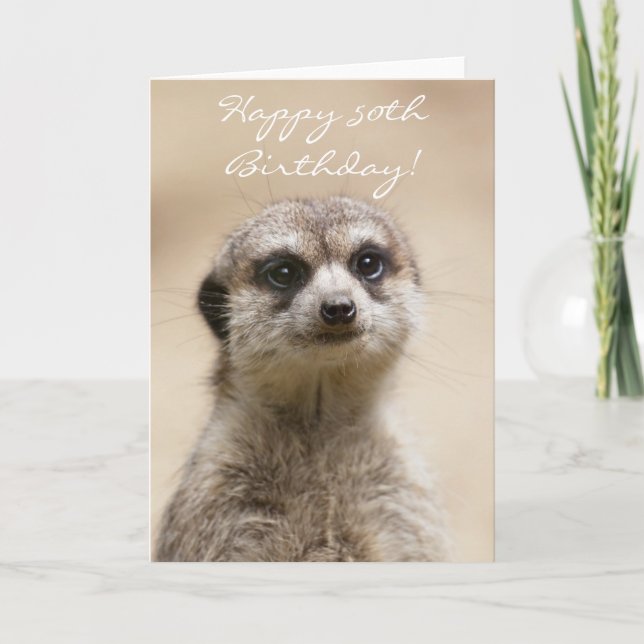 Glückliche 50. Geburtstag Meerkat Grußkarte Karte (Vorderseite)