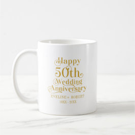Glückliche 50. Hochzeitstag Gold Typografie Kaffeetasse