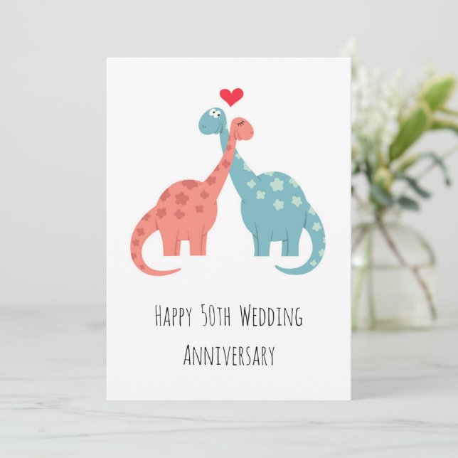 Glückliche 50. Hochzeitstag Niedliche Dinosaurier- (Stehend Vorderseite)