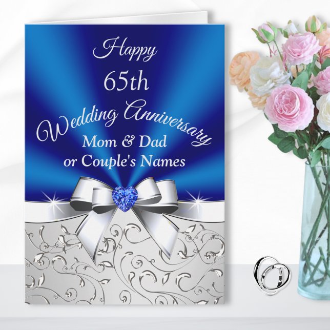 Glückliche 65. Hochzeitskarten für Eltern Karte (65th wedding anniversary cards for parents, grandparents. Sapphire anniversary card for grandparents)