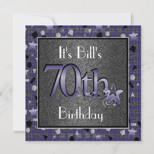 Glückliche 70. Geburtstagsparty für ihn Einladung (Vorderseite)