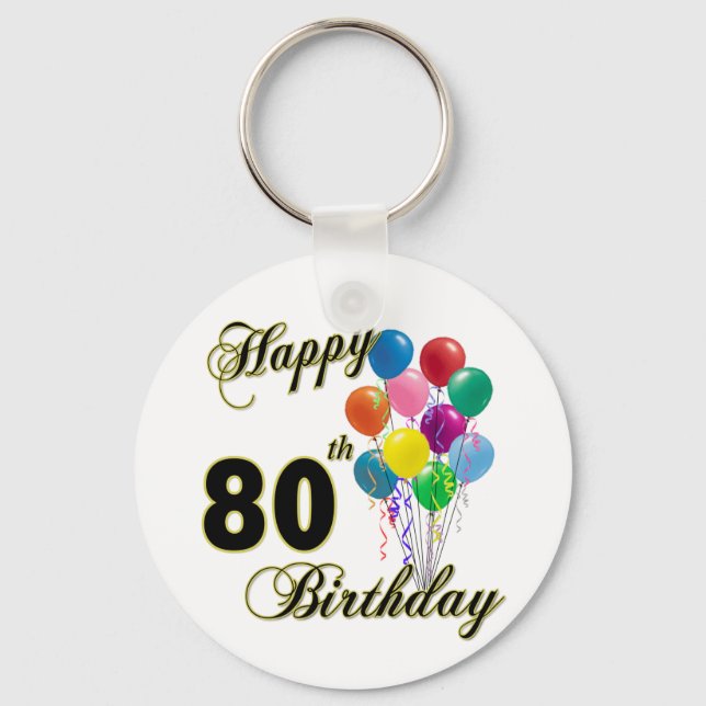 Glückliche 80. Geburtstagsgeschenke und Geburtstag Schlüsselanhänger (Vorderseite)