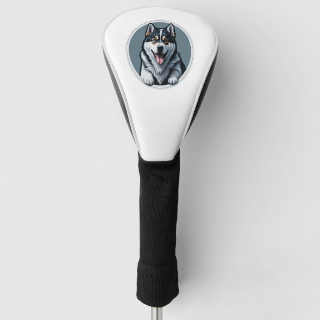 glückliche Alaskan Malamute Puppy Golf Headcover (Vorderseite)