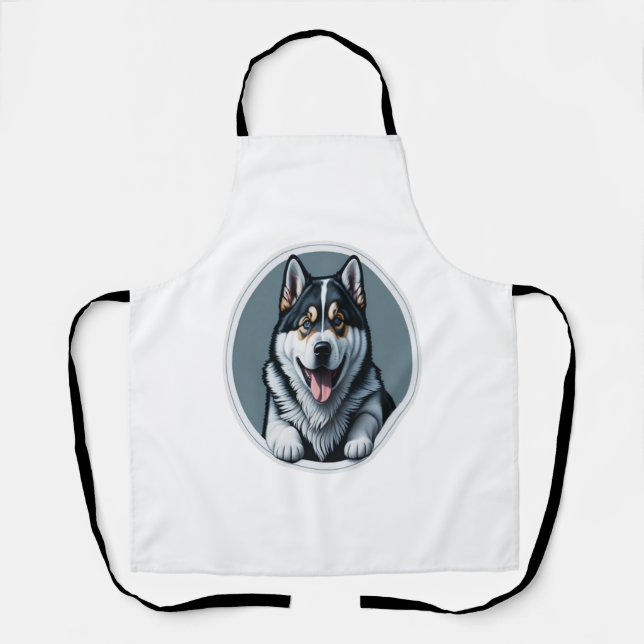 glückliche Alaskan Malamute Puppy Schürze (Vorderseite)
