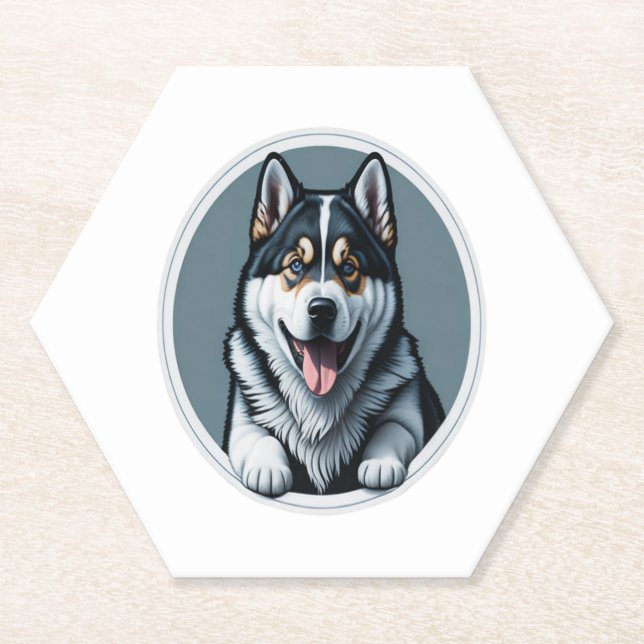 glückliche Alaskan Malamute Puppy Untersetzer (Vorderseite)