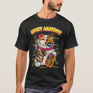Glückliche Anatomie Maneki Neko Glückliche Katze T-Shirt