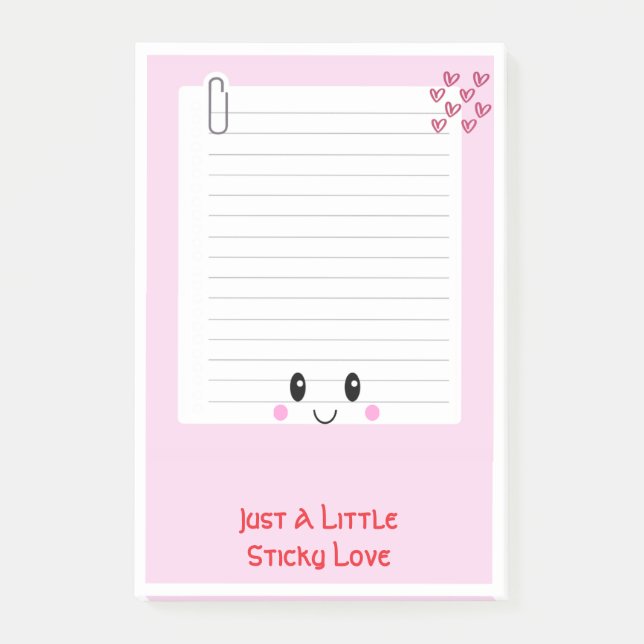 Glückliche Anmerkungen Rosa: Kawaii Sticky Notes Post-it Klebezettel (Vorderseite)