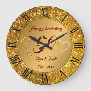Glückliche Anpassung Liebe Gold 50. Jubiläum Große Wanduhr
