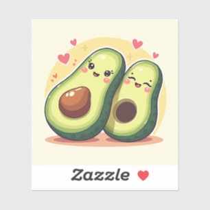 Glückliche Avocado-Hälften – Kawaii Food Friends A Aufkleber