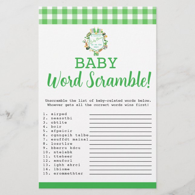 Glückliche Baby Word Scramble Babyspielkarte Flyer (Vorne)