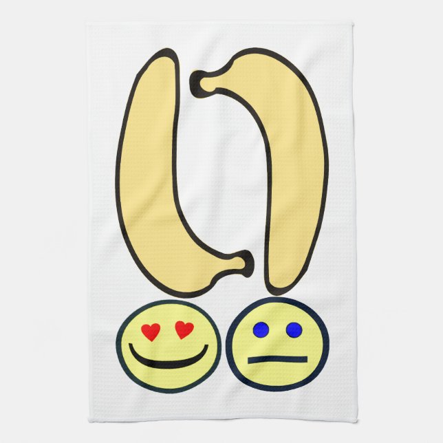 Glückliche Banane vs. Verärgerte Banane  Geschirrtuch (Vertikal)