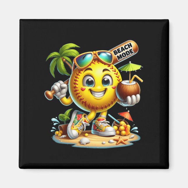 Glückliche Baseball-Sommerferien-Figur Fledermaus- Magnet (Vorne)