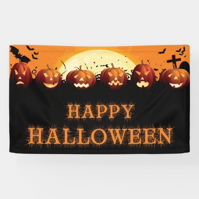 Glückliche beängstigende Kürbise Halloweens Banner (Horizontal)